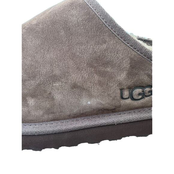 MENS US 14 UGG CLASSIC SLIP-ON SLIPPERS BURNT CEDAR BROWN SUEDE WOOL SLIDE main image 14